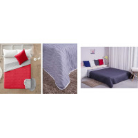 Prikrývka na posteľ CANTI 220x240 cm - červená/sivá