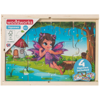 Drevené puzzle Víly a jednorožce 4x12 dielikov