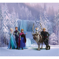 Detský záves DISNEY - FROZEN - Elsa s priateľmi pri vodopáde- 180x160 cm