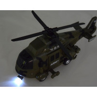 Vojenská helikoptéra so svetlami a zvukom