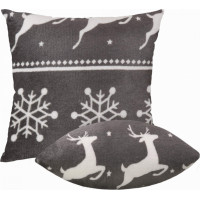 Vianočný vankúš SCAND 40x40 cm - jelene - šedý/biely
