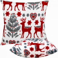 Vianočný vankúš SCANDI 40x40 cm - jelene - šedá/červená/biela