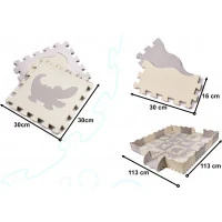 KIK Penové puzzle šedo-krémové Zvieratká