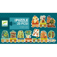 DJECO Puzzle Vlak so zvieratkami a číslami 20 dielikov