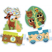 DJECO Puzzle Vlak so zvieratkami a číslami 20 dielikov