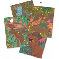DJECO Škrabacie obrázky Dinosaury 4ks