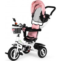 ECOTOYS Trojkolka so strechou a vodiacou tyčou ružová