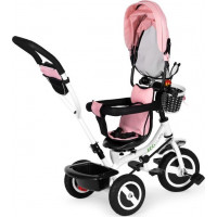 ECOTOYS Trojkolka so strechou a vodiacou tyčou ružová