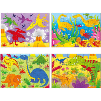 GALT Puzzle V krajine dinosaurov 4v1 (12,16,20,24 dielikov)