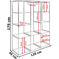 Textilná skriňa Mira s 10 policami MIRA MAXI - čierna