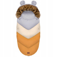 Fusak do kočíka TEDDY PRE V-LINE - pastelový oranžový/béžový/sivý