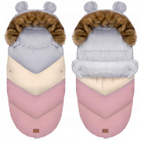 Fusak do kočíka TEDDY PRE V-LINE - pastelový ružový/béžový/sivý