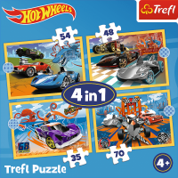 TREFL Puzzle Autíčka Hot Wheels 4v1 (35,48,54,70 dielikov)