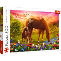 TREFL Puzzle Kone na lúke 500 dielikov