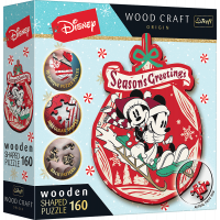 Trefl Wood Craft Origin puzzle Vianočné dobrodružstvo Mickeyho a Minnie 160 dielikov