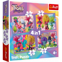 TREFL Puzzle Trollovia: Farebné dobrodružstvo 4v1 (35,48,54,70 dielikov)