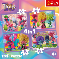 TREFL Puzzle Trollovia: Farebné dobrodružstvo 4v1 (35,48,54,70 dielikov)