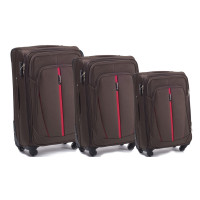 Moderné cestovné tašky STRIPE 4 - set S+M+L - kávovo hnedé