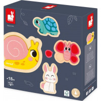 JANOD Drevené obrysové puzzle Záhrada 4v1 (2,3,4,5 dielikov)