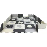 Matadi Penové puzzle šedo-krémové Zvieratká a tvary (28x28)