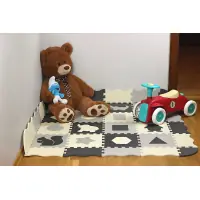 Matadi Penové puzzle šedo-krémové Zvieratká a tvary (28x28)