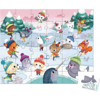 JANOD Puzzle v kufríku Party na snehu 36 dielikov