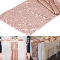 Dekoračný behúň na stôl 140x30 cm - ružové zlato