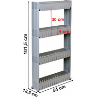 Šedý regál na kolieskach OSMERA