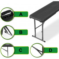 Skladacia cateringová lavica WOODLAND - čierna mat