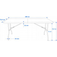 Cateringový set Woodland - stôl 183 cm + 2 lavice