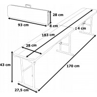 Cateringový set Woodland - stôl 183 cm + 2 lavice