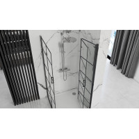 Sprchovací kút Rea MOLIER DOUBLE 100x110 cm s mriežkou - čierny