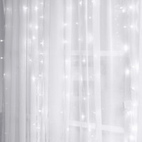 Svetelný záves na drôtiku s diaľkovým ovládačom 3x3 m - 300 LED - studená biela