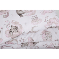 Detské bavlnené obliečky do postieľky 120x90 cm BABYMAM PREMIUM - Medvieďatá - ružové