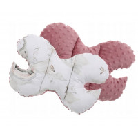 Obojstranné hniezdočko (kokon) pre bábätko - BABYMAM PREMIUM set 7v1 - Ružový sloník so staroružovou minkou