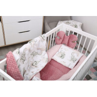 Obojstranné hniezdočko (kokon) pre bábätko - BABYMAM PREMIUM set 7v1 - Ružový sloník so staroružovou minkou