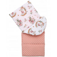 Obojstranné hniezdočko (kokon) pre bábätko - BABYMAM PREMIUM set 7v1 - V ríši snov s broskyňovou minkou