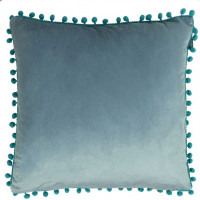 Obliečka na vankúš VELVET POMPONS 40x40 cm - modrá