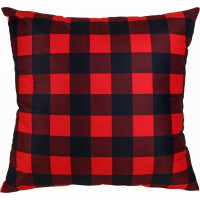 Obliečka na vankúš VELVET NATALE Jeleň/káro 45x45 cm - červená/biela