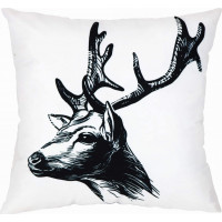 Obliečka na vankúš VELVET NATALE Jeleň/káro 45x45 cm - červená/biela