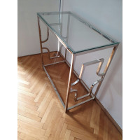 Konzolový stolík VERSACE C - sklo/strieborný