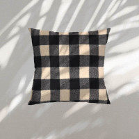 Deka RETRO Check 130x170 cm + vankúš 40x40 cm - béžová/čierna