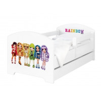 Detská posteľ OSKAR - 140x70 cm - Rainbow High Friends - biela