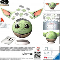 RAVENSBURGER Puzzleball Star Wars: The Mandalorian Grogu s ušami 77 dielikov