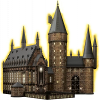 RAVENSBURGER Svietiace 3D puzzle Nočná edícia Harry Potter: Rokfortský hrad - Veľká sieň 643 dielikov