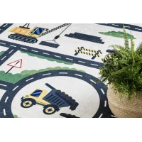 Detský kusový koberec Bambino 2223 Streets cars cream