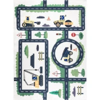 Detský kusový koberec Bambino 2223 Streets cars cream