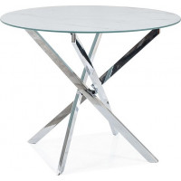 Jedálenský okrúhly stôl AGIS - biely mramor/chróm