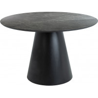 Okrúhly jedálenský stôl ANGEL - sivý mramor/čierny