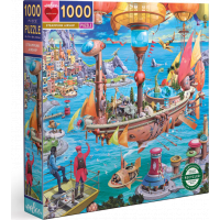 EEBOO Štvorcové puzzle Steampunková vzducholoď 1000 dielikov